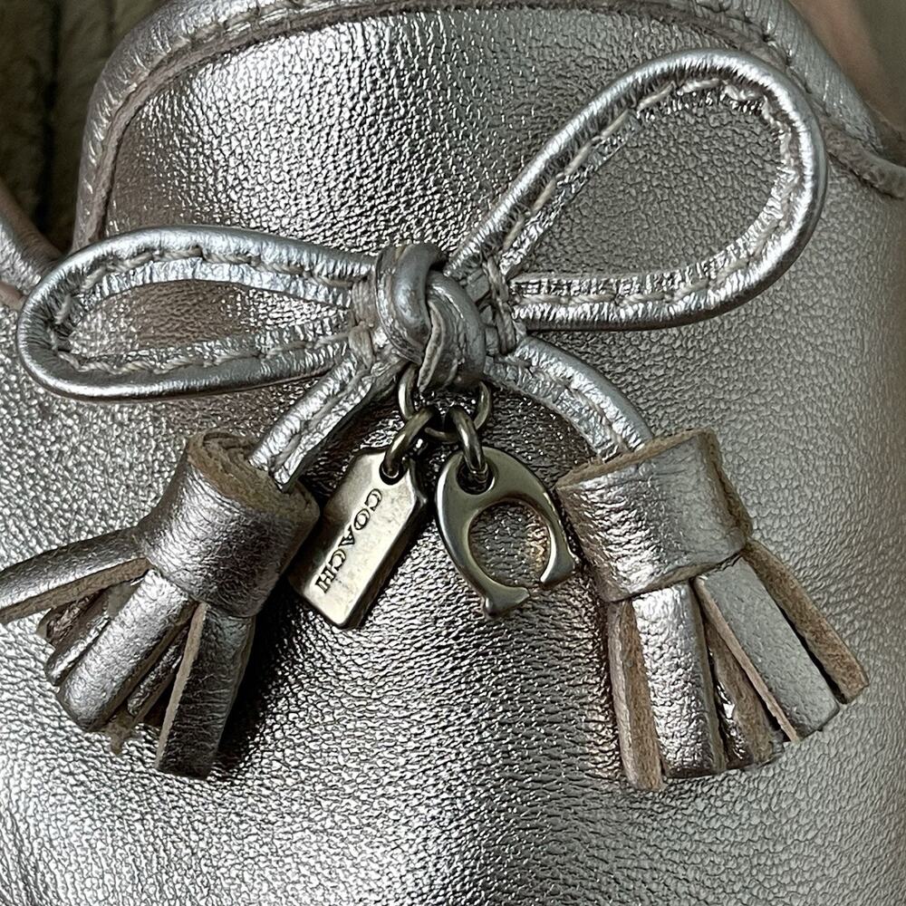 Coach Shoes Womens Cassidy Espadrille Mules Size 7 Leather Silver - Picture 11 of 16
